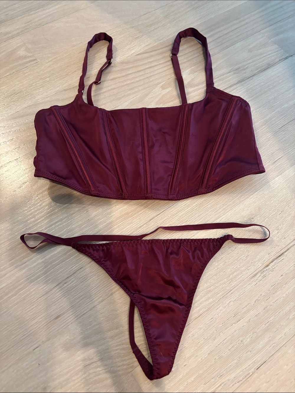 Auden satin bustier and thong set NWOT - S/M